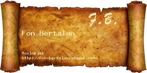 Fon Bertalan névjegykártya
